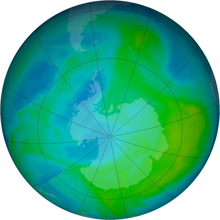 Antarctic ozone map for 27 January 2013